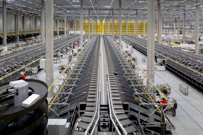 Empty fulfillment center hall
